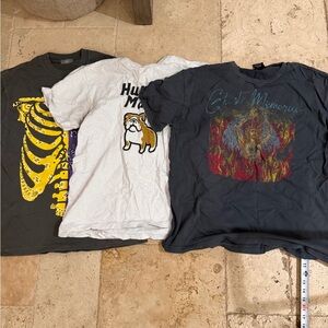 4 Graphic T-Shirt Set - Black, White, Gray